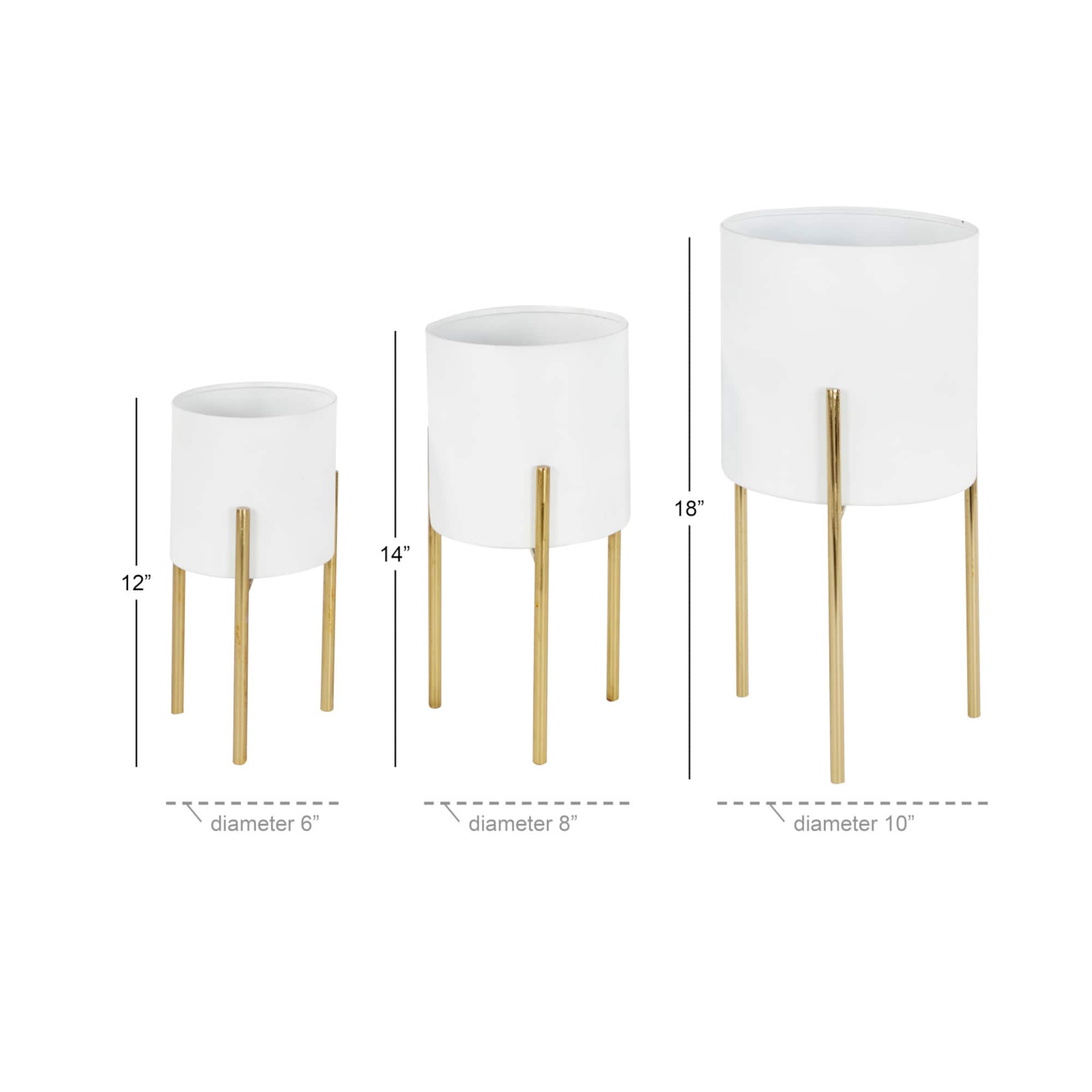 White Metal Contemporary Planter Set